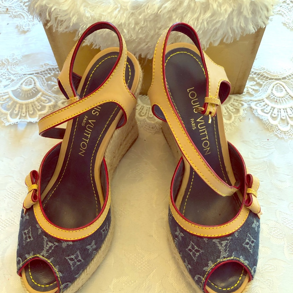 Louis Vuitton monogram wedge sandals
